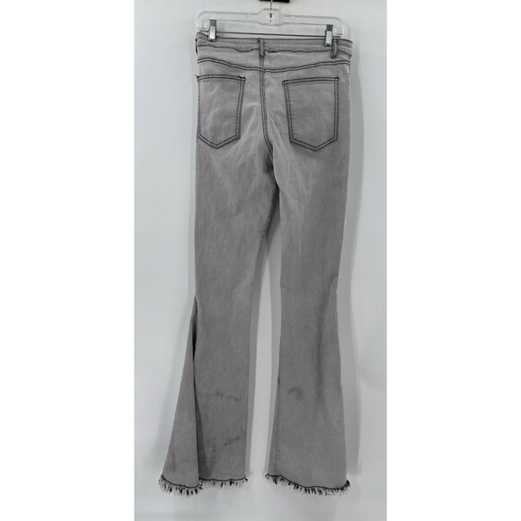 SAINTS & HEARTS Gray Bell Bottom Raw Hem Jeans Denim Size Large Tall 30"x 36" - Picture 4 of 11